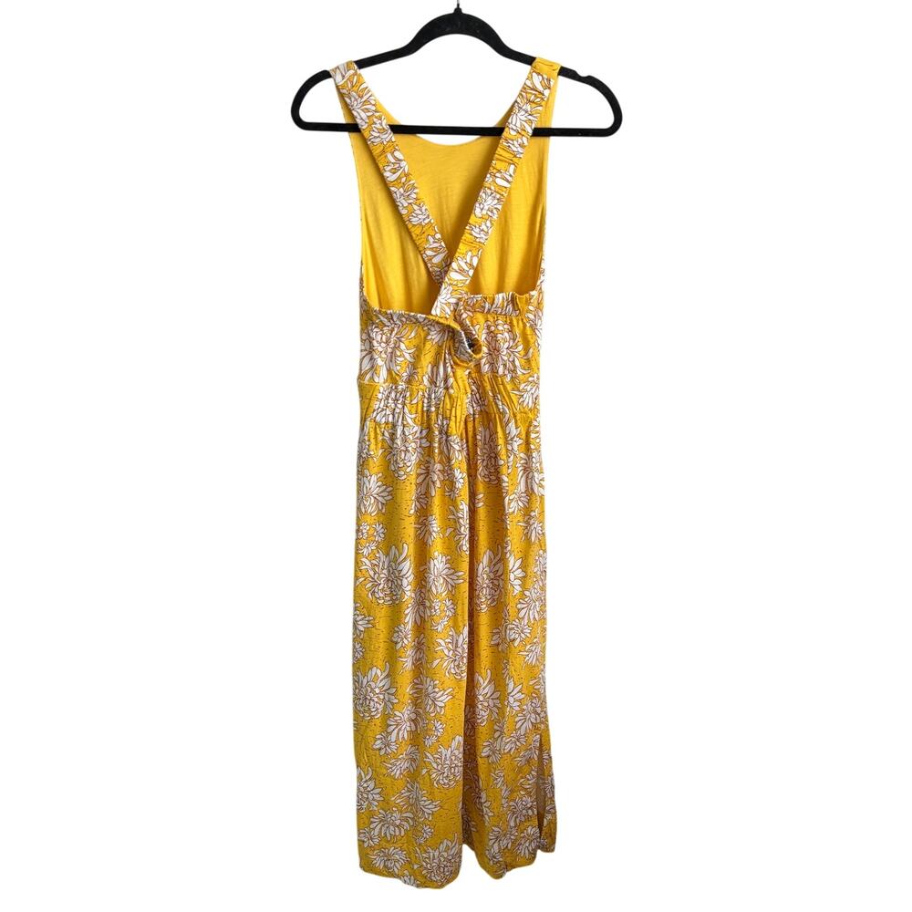 ME+EM Cotton Dahlia Print Gathered Maxi Sundress Yellow Multi Women's Size U 8 - Picture 6 of 10